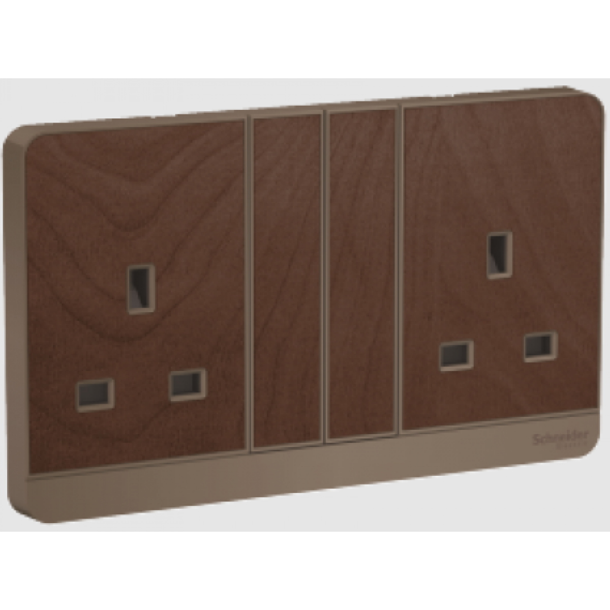 Schneider Electric 施耐德電氣 AvatarOn 13A兩位連保護門有掣插座 (胡桃木)